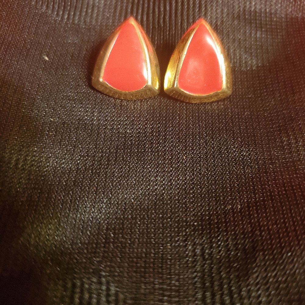 Red & Gold stud earrings